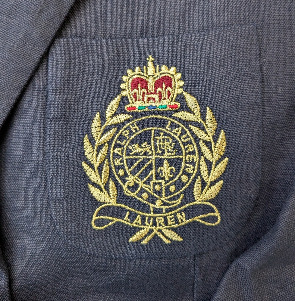 Ralph Lauren Petite Navy Blue Tailored Blazer W Gold Accents - Picture 5 of 12